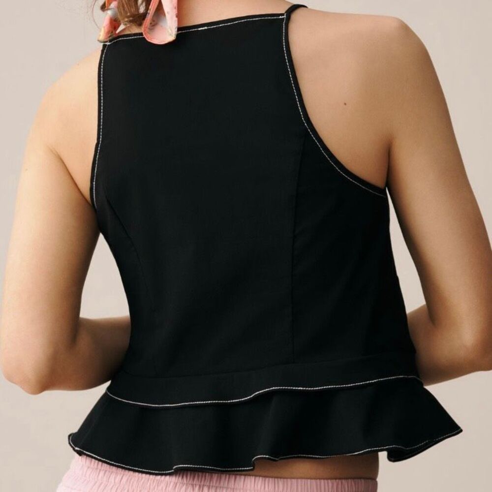Maeve Tailored Square-Neck Peplum Top Medium minimalist structured - Picture 4 of 10